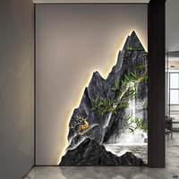 Décoration murale de couloir d'entrée de style classique, peinture au pistolet avec éclairage LED, en carton, pour un aménagement paysager moderne et luxueux