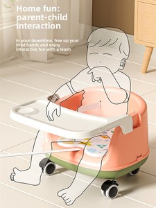 Chaise haute pour bébé, <span class=keywords><strong>tabouret</strong></span> pour enfants avec roulettes, <span class=keywords><strong>ceinture</strong></span> de sécurité, siège de table à manger en plastique pour la maison, pour l'alimentation des bébés - Product Image 2