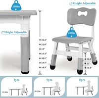 Ensemble table et chaise en plastique pour tout-petits, table d'activités pour enfants, bureau d'étude pour chambre et école, hauteur réglable, design moderne