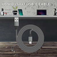Kabel Data USB-C, untuk LDNIO LS441 1M pengisian cepat TPE kepang untuk ponsel Android IOS kustom kabel pengisian cepat untuk ponsel