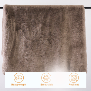 フェイクファーブランケット 重量感のある通気性のあるローラミンキー ソフトで暖かいふわふわ両面フェイクファー毛布 冬用 - Product Image 3