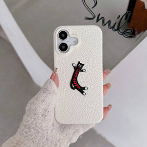 Custodia per telefono con ricamo a gatto carino per iPhone 17 16 15 14 13 12 11 Pro Max Plus, Cover protettiva in pelle sintetica - Product Image 4