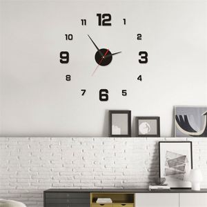 Horloge murale créative 3D en acrylique sans cadre, horloge numérique DIY, autocollants muraux, horloge silencieuse pour la décoration de l'hôtel, du salon et de la chambre à coucher - Product Image 1