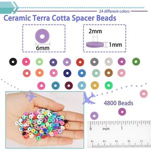 Disques en argile polymère, 24 couleurs, perles circulaires pour travaux manuels, kit de fabrication de bijoux DIY avec ciseaux et ficelle - Product Image 3
