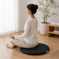 Coussin de méditation noir pour mise à la terre, coussin de siège rond en cuir PU conducteur pour le sol et la méditation, personnalisation OEM