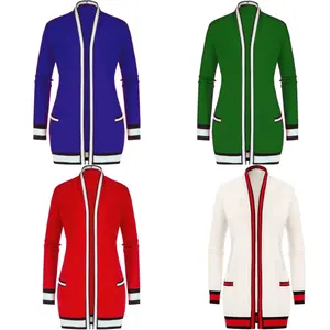 Cárdigan Largo Abierto para <span class=keywords><strong>Mujer</strong></span>, Diseño Personalizado OEM ODM, Informal, Ligero, con Mangas Abullonadas, Chaqueta de <span class=keywords><strong>Punto</strong></span> - Product Image 1
