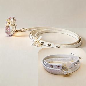 Collare per Cani Stile Principessa con Fiocco - Grazioso <span class=keywords><strong>Pettorina</strong></span> Regolabile <span class=keywords><strong>in</strong></span> Pelle PU per Gatti e Cani di Piccola Taglia - Product Image 4