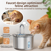Fontaine à eau pour animaux de compagnie en acier inoxydable 304, écologique, 2L, distributeur automatique ultra-silencieux, niveau visible, portable
