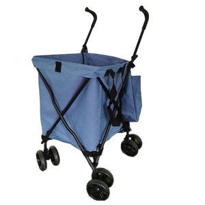 Chariot utilitaire pliable, capacité 120 lb, cadre en acier, chariot de courses avec sac en toile imperméable amovible et freins pour courses et linge - Product Image 4