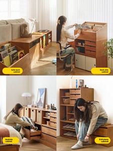 Mueble Modular Combinado Estilo Wabi-Sabi, Librería, Mueble para TV, Estante de Almacenamiento Integrado para Sala de Estar - Product Image 4