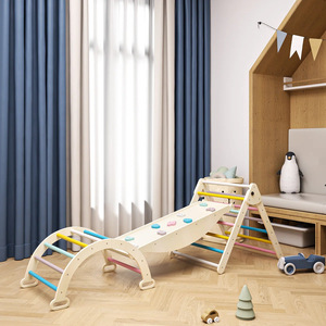 Wooden Indoor Climbing <b>Frame</b> For Toddlers Montessori Folding Play Set With Colorful <b>Ladder</b> For Kids Gym Or Living Room - Product Image 3