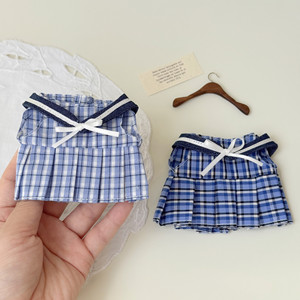 Universal Plaid School Uniform Skirt for 10cm-20cm Dolls Kawaii Blue Checkered <strong>Dress</strong> for Labubu Clothes Wholesale - Product Image 1