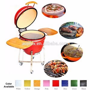 AUPLEX - Fumoir Kamado en fer de qualité supérieure de 18 pouces, promotionnel, pour l'intérieur/l'extérieur, grand <span class=keywords><strong>barbecue</strong></span> au charbon de bois, cuisson de pizzas, cuisine Agh - Product Image 3