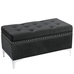 Bailey Storage gambe Ottoman velluto <span class=keywords><strong>panca</strong></span> rettangolare <span class=keywords><strong>con</strong></span> coperchio salvaspazio soggiorno mobili per coperte, scarpe <span class=keywords><strong>con</strong></span> 4 in acciaio inox - Product Image 1