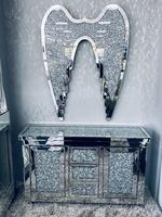 Buffet de salon moderne en cristal de diamant écrasé argenté scintillant avec miroir, armoire en verre, buffet pour la maison, meubles d'hôtel