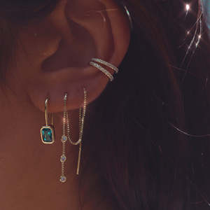 CANNER S925 Sterling Silver Box <b>Chain</b> Tassel Triple Diamond <b>Earring</b> <b>Stud</b> <b>Earrings</b> - Product Image 6