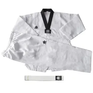 Дешевая продажа, белая прочная дышащая одежда для боевого искусства с логотипом на заказ, униформа для тхэквондо