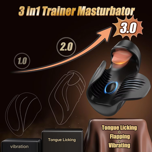 Stimolatore per l'allenamento del pene con vibrazione e lingua artificiale, giocattolo sessuale per adulti in TPE per <span class=keywords><strong>uomo</strong></span> - Product Image 3