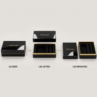 Boîte cadeau rigide et robuste avec couvercle noir brillant et manchon doré, impression personnalisée, recyclable, qualité supérieure, vente en gros, directement de l'usine