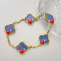 Bracelet trèfle à quatre feuilles porte-bonheur original en argent sterling S925 plaqué or 18 carats, motif cinq fleurs naturel, inspiré du catalogue Van Cleef