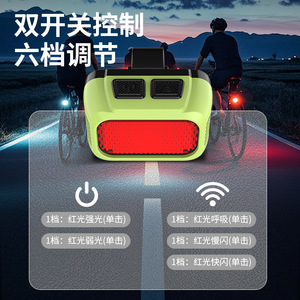 Bicycle Taillight <b>Rechargeable</b> Led Warning <b>Light</b> IpX4 Waterproof <b>Night</b> Riding <b>Light</b> For Mountain Bike Hiking Camping - Product Image 1