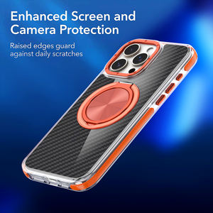 Étui de <span class=keywords><strong>t</strong></span>éléphone magnétique en fibre de carbone antichoc avec béquille rotative de qualité supérieure 360 - Product Image 4