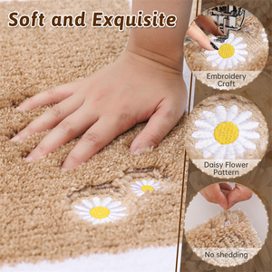 <span class=keywords><strong>Tapis</strong></span> de salle de bain floraux brodés lavables <span class=keywords><strong>Tapis</strong></span> de bain épais absorbant l'<span class=keywords><strong>eau</strong></span> non <span class=keywords><strong>glissant</strong></span> pour personnes âgées - Product Image 3