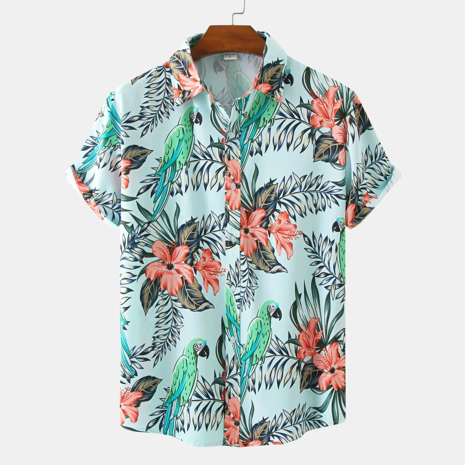 King Mcgreen star High Quality Shirt Print Slim Fit Tropical Hawaiian Summer Beach Vacation Style Palm Tree Casual Shirt for Men