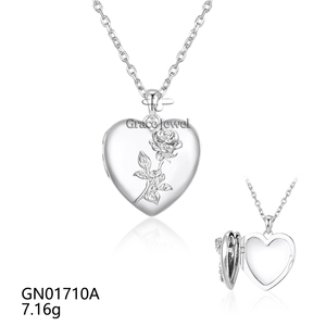 Grace Jewel-Collier <span class=keywords><strong>avec</strong></span> boîte <span class=keywords><strong>photo</strong></span> en argent sterling 925 personnalisé, médaillon ouvrable en plaqué rhodium, chaîne <span class=keywords><strong>gravée</strong></span> vierge en zircon vintage - Product Image 2