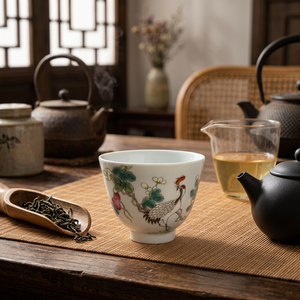 Taza de Porcelana Chinoiserie <span class=keywords><strong>con</strong></span> Diseño de Grulla y Melocotón Dibujados a Mano, Taza de Cerámica <span class=keywords><strong>con</strong></span> Aves Botánicas Coloridas para Decoración del Hogar - Product Image 2