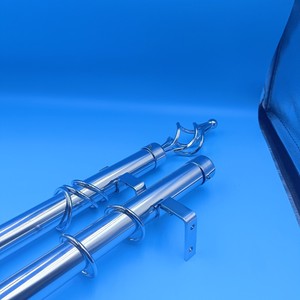 Ensemble de tringles à rideaux en métal de style européen, finition chrome, antirouille, double tringle avec anneaux pour rideaux de fenêtre - Product Image 3