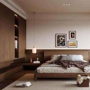 Armoire moderne en bois massif sur mesure, portes coulissantes, fournisseur de qualité supérieure, meubles de chambre durables pour hôtels, villas, placage de bois - Product Image 4