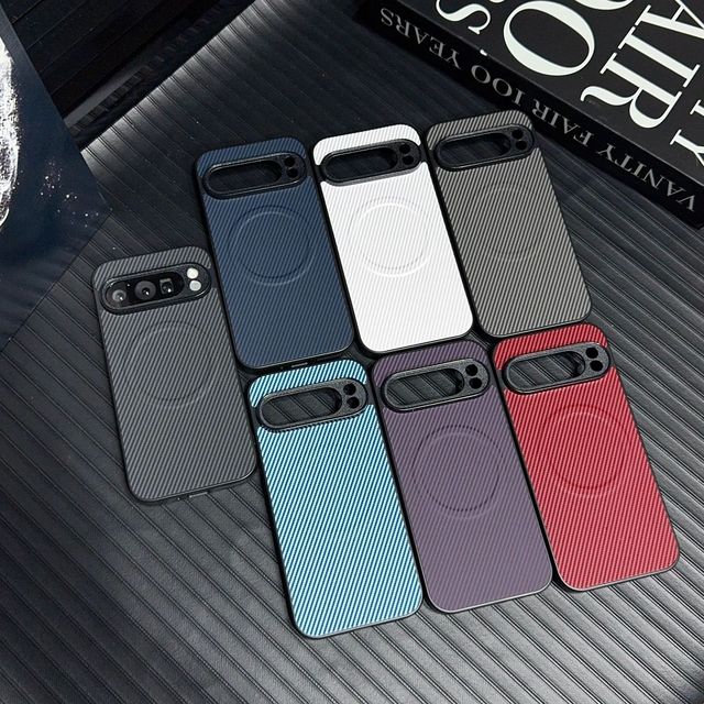 Luxury Carbon Fiber Pattern Faux Leather Magnetic Shockproof Mobile Phone Case Cover for Google Pixel 8 9 10 11 Pro XL