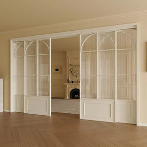 Partición de tres enlaces deslizantes de vidrio de estilo Retro francés para baño, cocina, balcón, sala de conferencias, pista de suelo de techo - Product Image 1