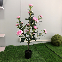 Arbre à fleurs bonsaï, arbre artificiel à fleurs de camélia en pot, plante pour décoration intérieure
