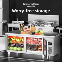 Réfrigérateur commercial d'établi plat réfrigérateur à température unique 201/304 refroidisseur et congélateur refroidis par air en acier inoxydable