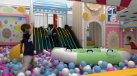 Aire de jeux intérieure couleur macaron, thème bonbons, aménagement personnalisé, équipement d'aire de jeux intérieure commerciale pour centres commerciaux