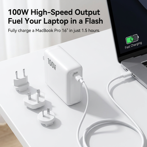 อะแดปเตอร์ GaN PD 100W ชาร์จเร็วสำหรับแล็ปท็อป โทรศัพท์ แท็บเล็ต ช่องเสียบ USB-C พร้อมปลั๊กเปลี่ยนได้ EU US UK AU สำหรับ <span class=keywords><strong>iPhone</strong></span> - Product Image 5
