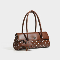Bolso de Hombro Estilo Francés Retro con Puntos, para Mujer, con Solapa y Dos Correas, Diseño Exclusivo con Colores Contrastantes, Novedad 2026