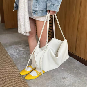 <span class=keywords><strong>Borsa</strong></span> a tracolla morbida di colore bianco solido con chiusura a cerniera in vera <span class=keywords><strong>pelle</strong></span> da donna 2025 vendita calda - Product Image 1