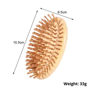 Sisir Pijat Bambu Logo Kustom, Pemijat Kulit Kepala Kayu, Sikat Rambut Kayu Bulat, Sisir Bambu Portabel Anti-Statis - Product Image 2