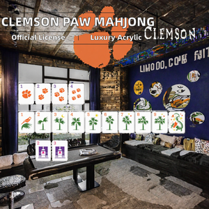 Jeu de Mahjong en Acrylique Clemson Paw, Tuiles de Mahjong Américaines de Luxe, Pieds en Bois Massif, Jeu de Table Officiellement Licencié - Product Image 2