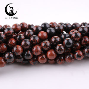 Zhe Ying 6/8/10mm perles d'obsidienne en acajou Bracelet jaune perles de pierre naturelle pour la fabrication de bijoux perles d'obsidienne en acajou naturel - Product Image 4