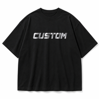 T-shirt de sécurité noir en tricot solide, effet phosphorescent argenté, coupe ample et oversize, en coton épais