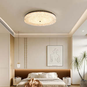 Nordique moderne rond plafonnier AC alimenté LED Source de lumière Base en fer abat-jour en verre lustre décoratif pour chambre maison hôtel - Product Image 3