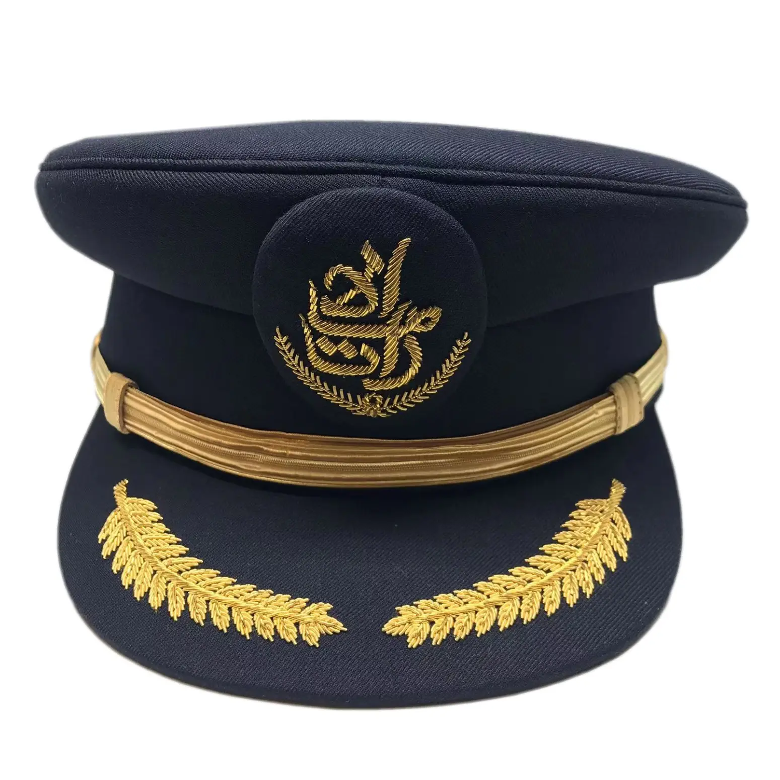 customized business uniform wear peaked cap Men's Captain Hat pilot Aviator hat