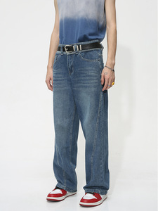 Pantalones vaqueros de hombre con bolsillos y detalles de solapa entrelazada, corte recto, para escalada, al por mayor - Product Image 2