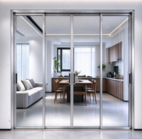 Porte coulissante intérieure en aluminium de haute qualité avec motif décoratif, porte de séparation coulissante en verre trempé pour cuisine et chambre