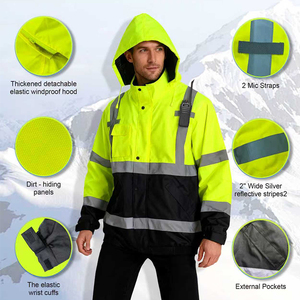 Áo khoác bảo hộ lao động phản quang, chất liệu dày dặn, chống thấm nước, dùng cho công trường xây dựng, may đo theo yêu cầu, mùa đông - Product Image 3