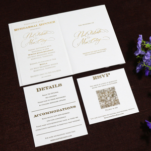 Tarjetas de invitación de boda con pliegue de bolsillo clásico y debut para <span class=keywords><strong>bautizo</strong></span> con código QR - Product Image 4
